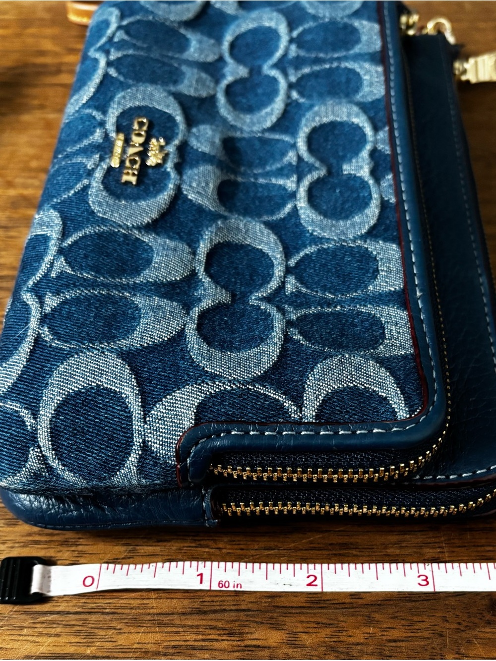 Coach Double Zip Wallet in Signature Denim - Picture 11 of 12